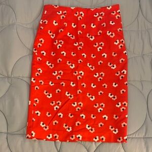Boden Red Floral Pencil Skirt
